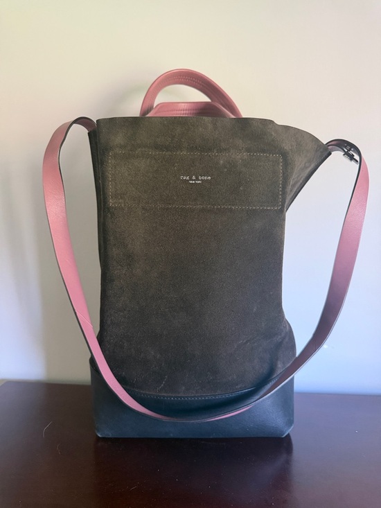 rag & bone | Bags | Rag Bone Olive Suede Tote With Pink Leather Strap ...